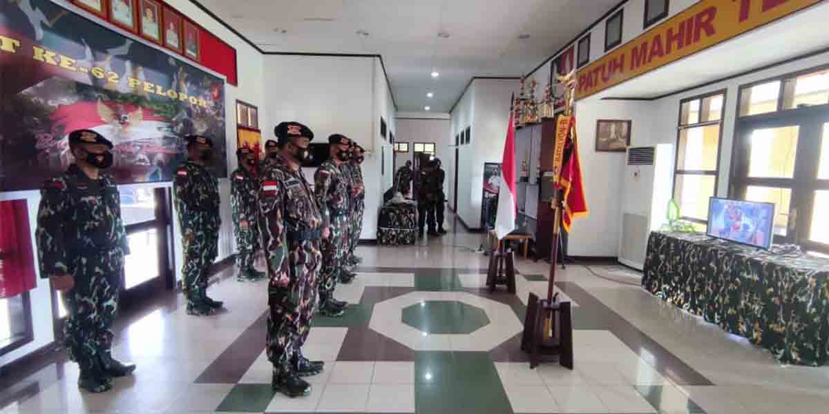 Upacara virtual peringatan HUT Pasukan Pelopor ke-62 di Gedung Utama Mako Brimob, Jalan Agimuga Mile 32, Selasa (14/09/2021). Foto: PID Batalyon B Pelopor Satbrimob Polda Papua